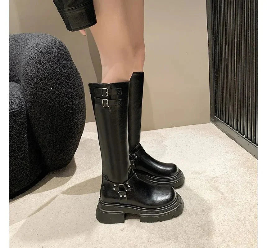 Bottes D'hiver À Boucles | Talons Carrés