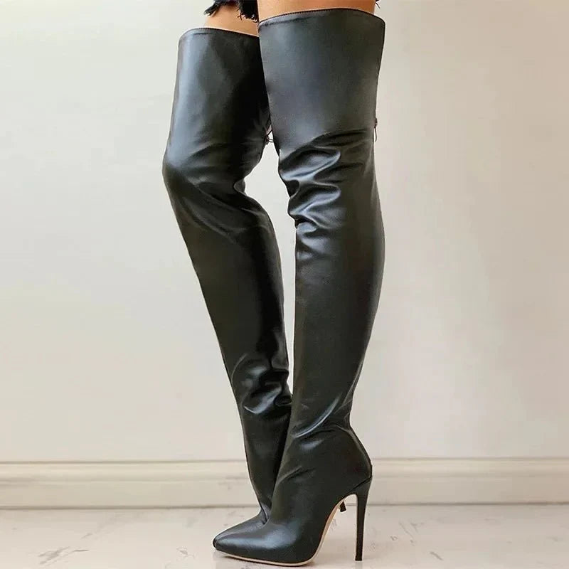 Bottes À Talons Aiguilles Zippées Tendance Pour Femmes | Cuissardes