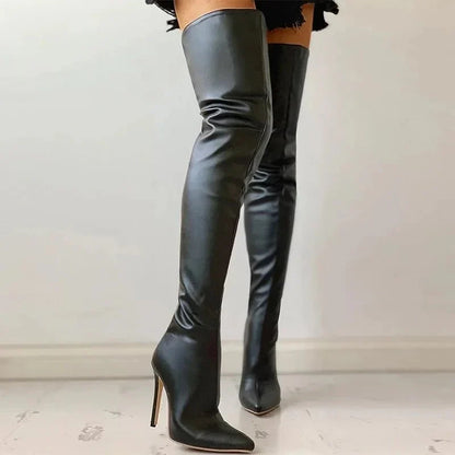 Bottes À Talons Aiguilles Zippées Tendance Pour Femmes | Cuissardes