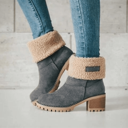 Bottes Décontractées À Talons Carrés Doublées Pour Femmes | Hiver