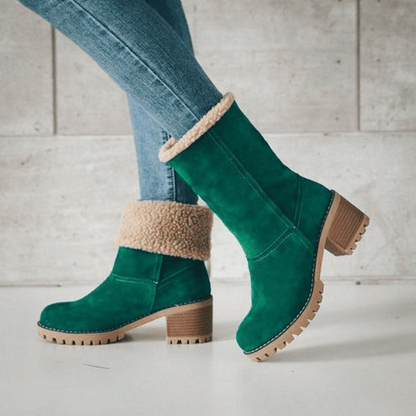 Bottes Décontractées À Talons Carrés Doublées Pour Femmes | Hiver