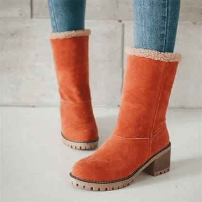Bottes Décontractées À Talons Carrés Doublées Pour Femmes | Hiver