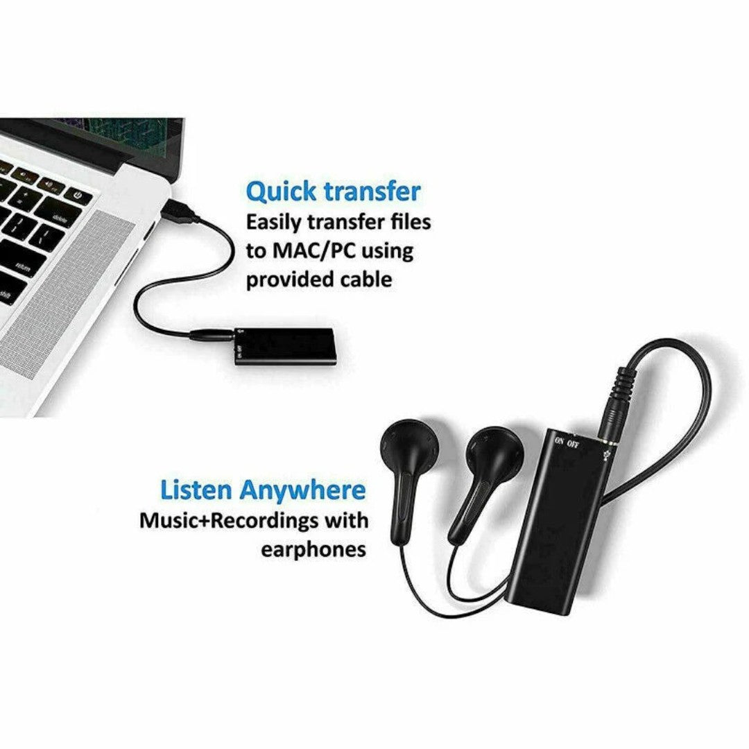 Enregistreur Vocal Enregistreur Audio Dispositif D’enregistrement Plus Petit Enregistreur Audio Caché | Noir