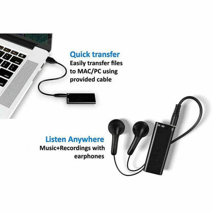 Enregistreur Vocal Enregistreur Audio Dispositif D’enregistrement Plus Petit Enregistreur Audio Caché | Noir