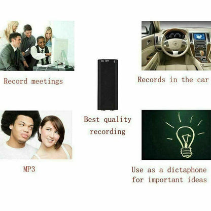 Enregistreur Vocal Enregistreur Audio Dispositif D’enregistrement Plus Petit Enregistreur Audio Caché | Noir