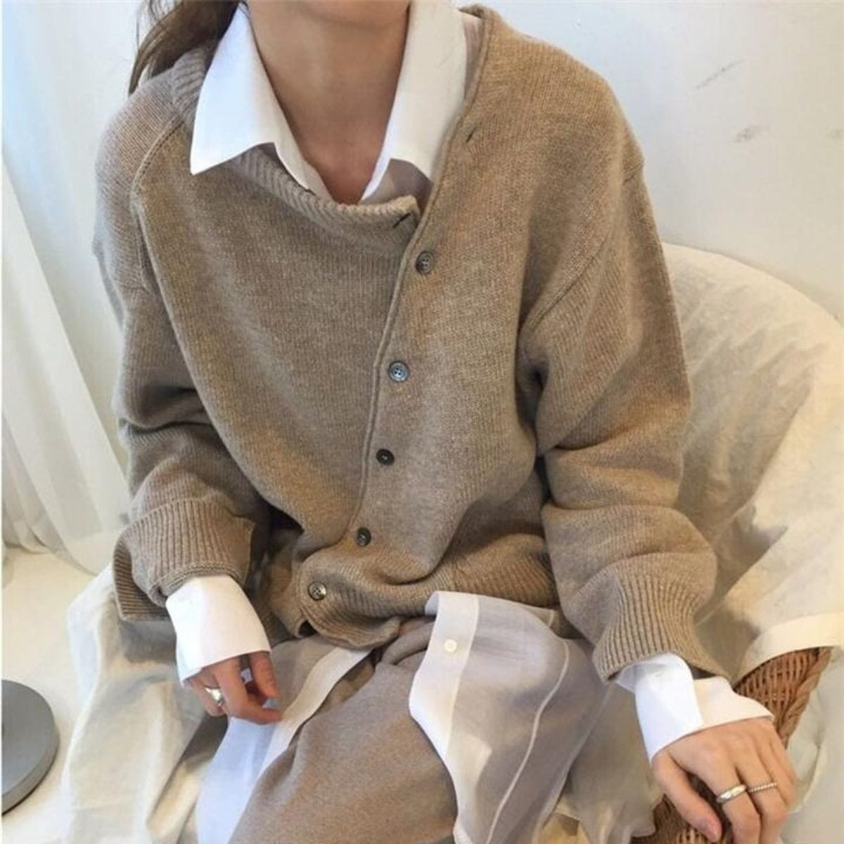 Veste Décontractée En Cachemire Pour Femme Avec Détails Boutonnés | Manches Longues