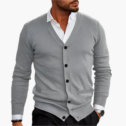 Cardigan D'hiver Décontracté À Col En V Et Boutons Pour Homme | Manches Longues