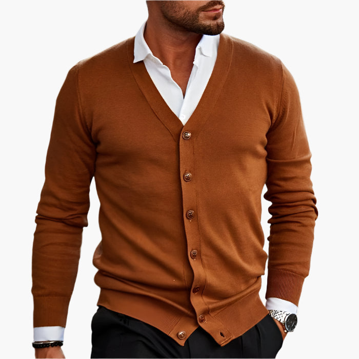 Cardigan D'hiver Décontracté À Col En V Et Boutons Pour Homme | Manches Longues