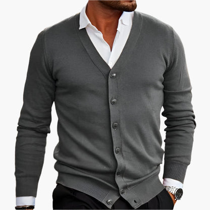 Cardigan D'hiver Décontracté À Col En V Et Boutons Pour Homme | Manches Longues