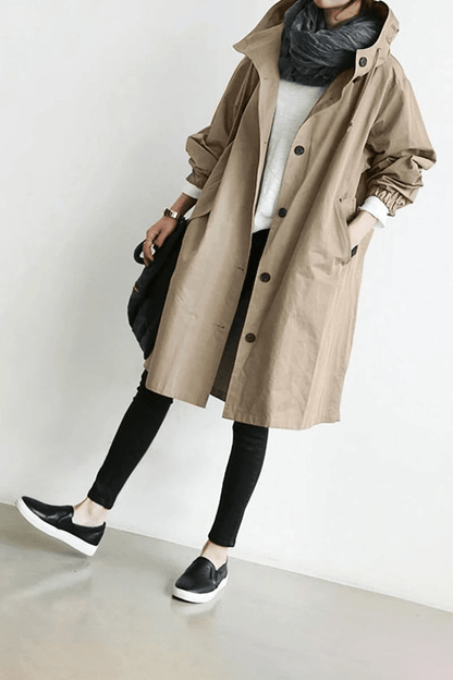 Veste À Capuche À Boutons Pour Femme | Longue
