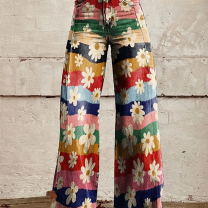 Pantalon Large Multicolore Pour Femme | Avec Poche